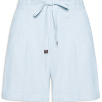 Short Feminino Amarração com Linho - Azul