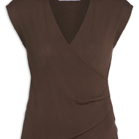 Blusa Feminina Transpassada Em Tricot - Marrom