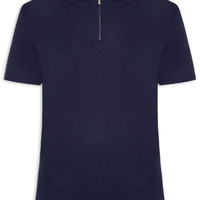 Polo Masculina Zíper Em Tricot - Azul