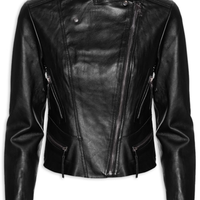 Jaqueta Feminina De Couro Motor Clássica - Preto