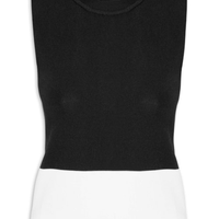 Regata Feminina Bicolor Em Tricot - Preto