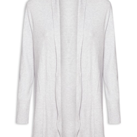 Cardigã Feminino Alongado Comfy Em Tricot - Cinza