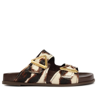 Sandália Feminina Papete Triangle Couro - Animal Print