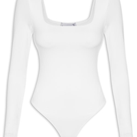 Body Feminino Manga Longa E Decote Quadrado - Branco
