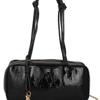 Bolsa Feminina Média Verniz Alças de Nó - Preto