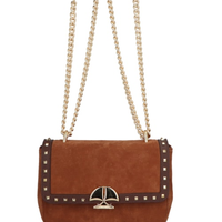 Bolsa Femininha Média Couro Alça Corrente - Marrom