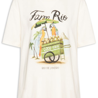 Camiseta Feminina Média Carrinho De Coco - Branco