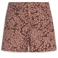 Short Feminino Sarja Estampa Felina - Marrom