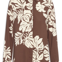 Camisa Feminina Estampa Bela Flor - Marrom