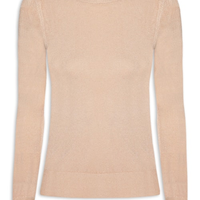 Blusa Feminina Gola Redonda Em Tricot - Bege