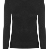 Blusa Feminina Gola Redonda Em Tricot - Preto
