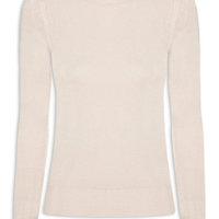 Blusa Feminina Gola Redonda Em Tricot - Bege