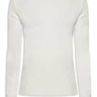 Blusa Feminina Gola Redonda Em Tricot - Off White