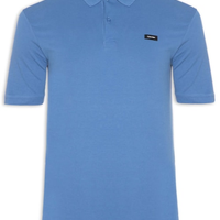 Polo Masculina Slim Manga Curta Em Piquet - Azul
