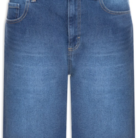Bermuda Jeans Masculina Reta Fit Básica - Azul