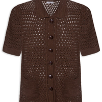 Camiseta Feminina Em Tricot - Marrom