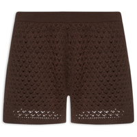 Short Feminino Em Tricot - Marrom