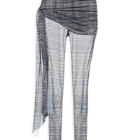 Calça Feminina Cintura Alta com Sobreposição - Azul