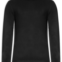 Suéter Masculino Gola Alta Tricot Midi Viscose Preto