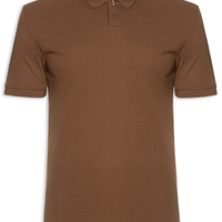 Polo Masculina Maquinetado Lina Marrom