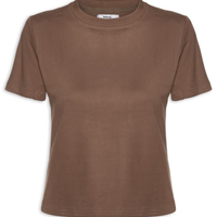 Camiseta Feminina Básica Em Malha - Marrom
