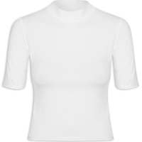 Camiseta Feminina Gola Média Manga Curta - Branco