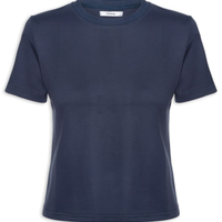Camiseta Feminina Básica Em Malha - Azul