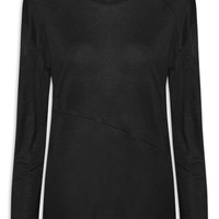 Camiseta Feminina Manga Longa Com Recortes - Preto