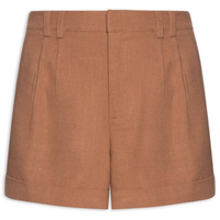 Short Feminino Alfaiataria Bolso Frontal - Marrom