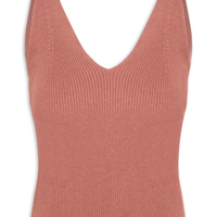 Regata Feminina Tricot Decote V Bege