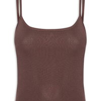 Regata Feminina Tricot Alcinha Básica Marrom