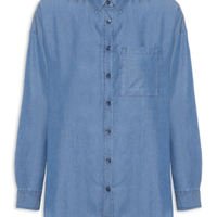 Camisa Feminina Casual Manga Longa - Azul
