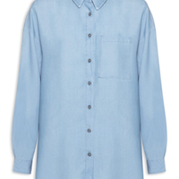 Camisa Feminina Casual Manga Longa - Azul
