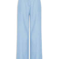 Calça Feminina Ampla Com Pregas - Azul