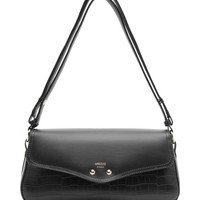 Bolsa Feminina Tiracolo Média Croco - Preto