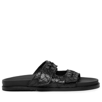 Sandália Slide Tiras Pirarucu Feminina - Preto