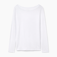 Blusa De Manga Comprida Com Decote Barco Em Micromodal - Branco