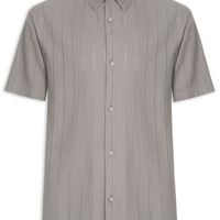 Camisa Casual Masculina Com Listras Texturizadas - Cinza