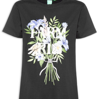 Camiseta Feminina Fit Buquê - Preto