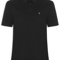 Polo Masculina Manga Curta Logo Bordado - Preto