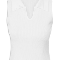 Regata Feminina Tricot Gola Polo - Branco