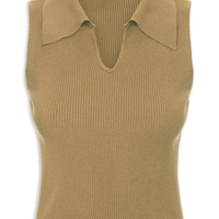 Regata Feminina Tricot Gola Polo - Verde