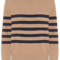 Suéter Listrado Feminino Em Tricot - Marrom