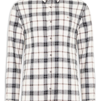 Camisa Masculina Manga Longa Overshirt Flanel Check - Branco