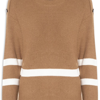 Suéter Feminino Bicolor Em Tricot - Marrom
