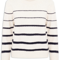 Suéter Feminino Listrado Em Tricot - Off White