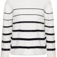 Suéter Feminino Listrado Em Tricot - Off White