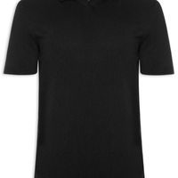 Polo Masculina Manga Curta Tricot Tencel - Preto