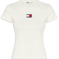 Camiseta Feminina Manga Curta Slim Badge Rib Tee - Off White