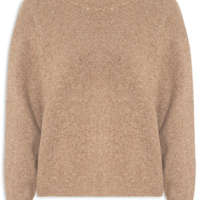 Suéter Feminino Em Tricot Com Detalhe Corrente - Marrom